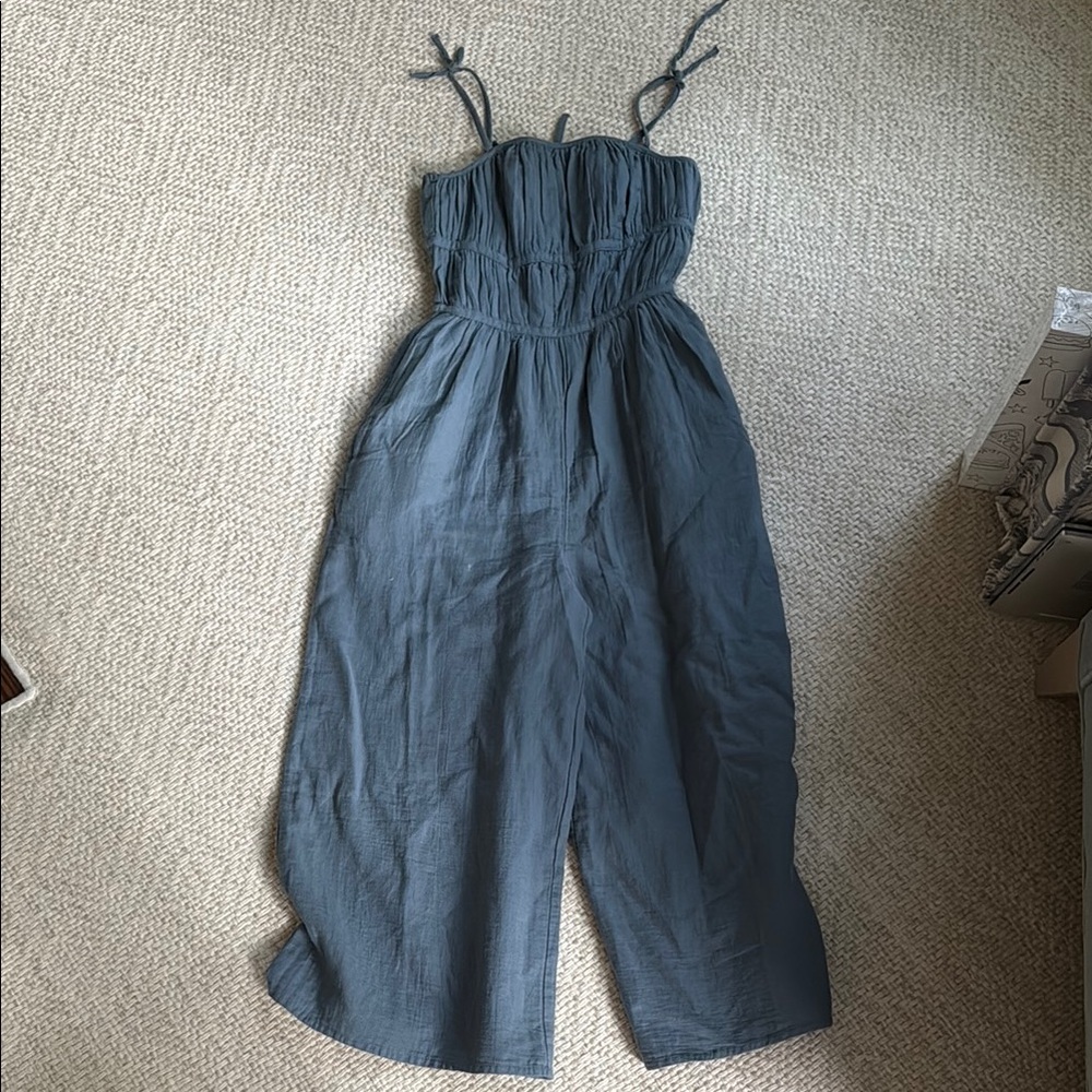 Treasure & Bond Blue Chambray Jumpsuit with Relaxed Fit